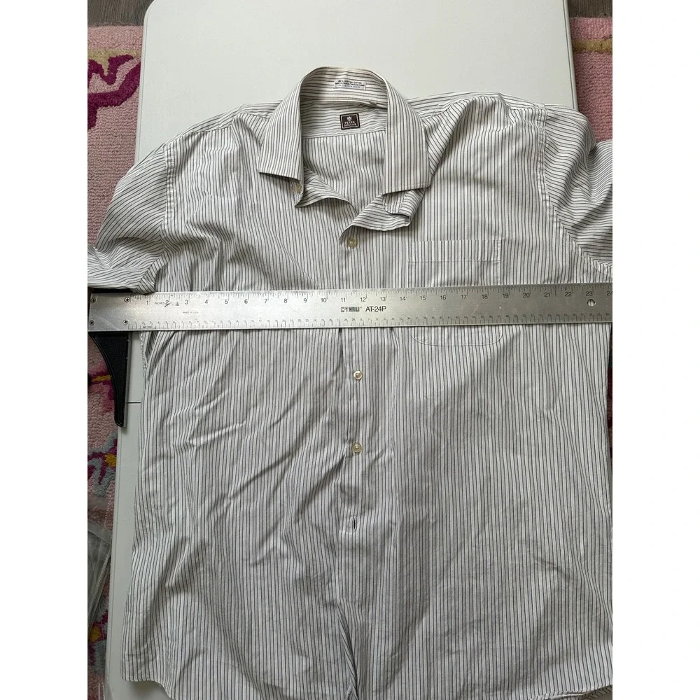 Peter‎ Millar Men's Career Button Down White Navy Pinstripe Cotton Size XL